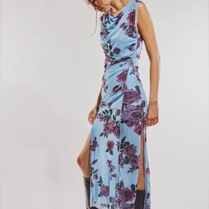 Free People Carmel Midi  Dress Blue